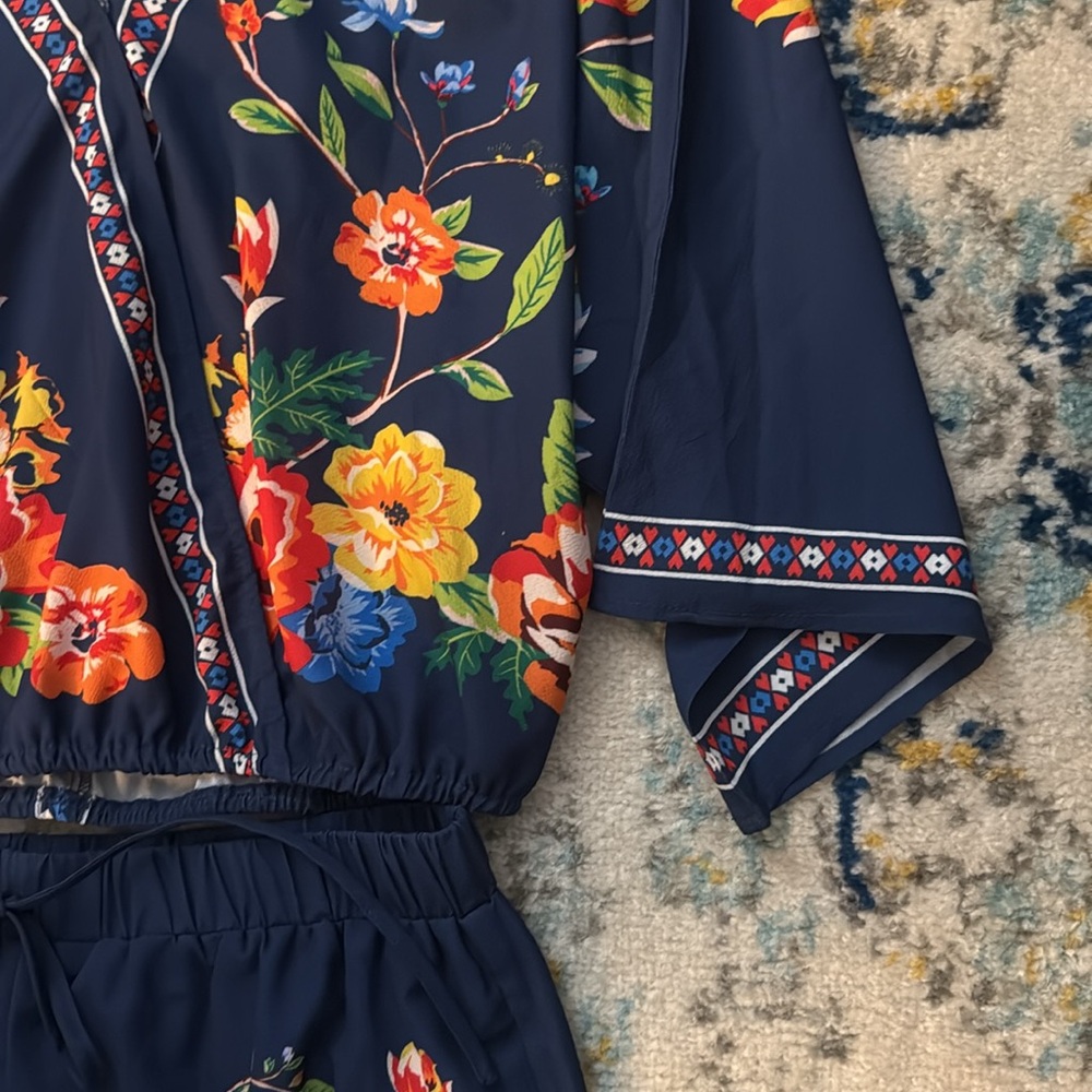 Floral Navy Two-Piece Set - Picture 3 of 4